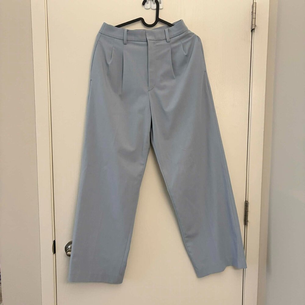 UNIQLO Light Blue Wide Leg Trousers High Waist Tailored Pants Size S